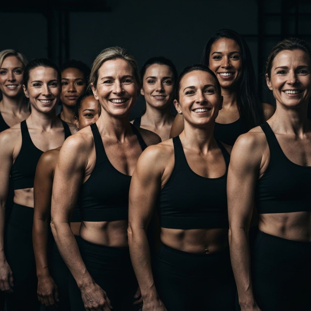 Diverse group of women in black athletic wear representing the Core Precinct community